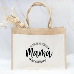 Jute-Tasche „Mama – Du bist die Allerbeste“ Geschenkidee zum Muttertag