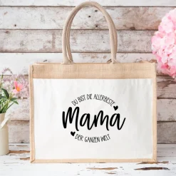 Jute-Tasche „Mama – Du bist die Allerbeste“ Geschenkidee zum Muttertag
