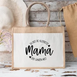 Jute-Tasche „Mama – Du bist die Allerbeste“ Geschenkidee zum Muttertag