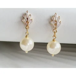 18K Hochzeitschmuck Gold,Braut Ohrringe,Vergoldete Ohrringe,Kristall Ohrringe