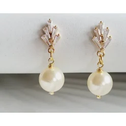 18K Hochzeitschmuck Gold,Braut Ohrringe,Vergoldete Ohrringe,Kristall Ohrringe