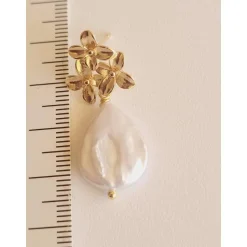 18K Hochzeitschmuck Gold,Braut Ohrringe,Vergoldete Ohrringe,Biwa Ohrringe, Braut Schmuck