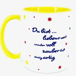 Kaffee-Tasse Katzen-Motiv mit Blume, Geschenk Freund Freundin Glück ist ... dass es dich gibt
