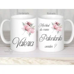 Kaffeetasse Patentante, Tasse Frage  