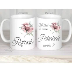 Kaffeetasse Patentante, Tasse Frage  