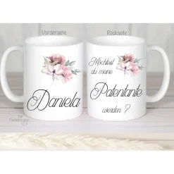 Kaffeetasse Patentante, Tasse Frage  