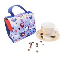 Kaffee-Tassen-Tasche, Geschenktasche, Gebäcktasche mit Eulen Motiv