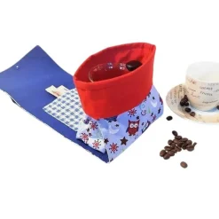 Kaffee-Tassen-Tasche, Geschenktasche, Gebäcktasche mit Eulen Motiv