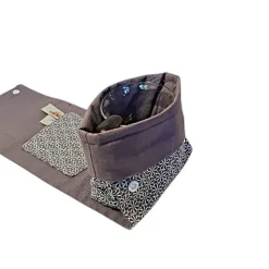 Kaffee-Tassen-Tasche, Geschenktasche grau geblümt