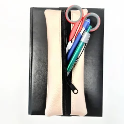 Kalendermäppchen aus Kunstleder in Gold mit Gummiband, Stifte Mäppchen mit Gummiband