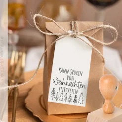 Kann Spuren von Weihnachten enthalten - Holzstempel 5 cm x 5 cm - Spruchstempel 1126