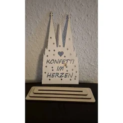 Karneval Kölner Dom Holz Aufsteller – 2 Varianten, Pappelholz, Lasergravur oder Lasercut