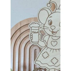 Karnevalsmaus aus Holz - Aufsteller – handgefertigt, 19cm Hoch für Karnevalsjeck, Karneval, Karnevalsdekoration