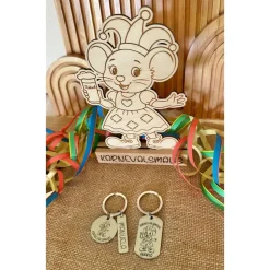 Karnevalsmaus Schlüsselanhänger– Personalisiert, rechteckig, rostfreier Edelstahl, tolles Accessoire für Karneval