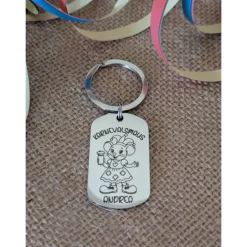 Karnevalsmaus Schlüsselanhänger– Personalisiert, rechteckig, rostfreier Edelstahl, tolles Accessoire für Karneval