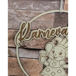 Karnevalsmaus   Türkranz / Wanddeko – Loop handgefertigt aus Holz, 20cm Durchmesser für Karnevalsjeck, Karneval