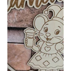 Karnevalsmaus   Türkranz / Wanddeko – Loop handgefertigt aus Holz, 20cm Durchmesser für Karnevalsjeck, Karneval