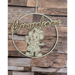Karnevalsmaus   Türkranz / Wanddeko – Loop handgefertigt aus Holz, 20cm Durchmesser für Karnevalsjeck, Karneval