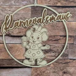 Karnevalsmaus   Türkranz / Wanddeko – Loop handgefertigt aus Holz, 20cm Durchmesser für Karnevalsjeck, Karneval
