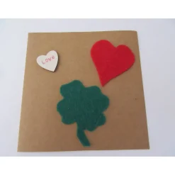 Karte - Ich denk an dich - mit Herz und Kleeblatt