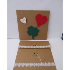 Karte - Ich denk an dich - mit Herz und Kleeblatt