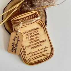 Karte aus Holz, Glückwunschkarte Geburtstag, Rezept für dein neues Lebensjahr, Vorratsglas, Mason Jar