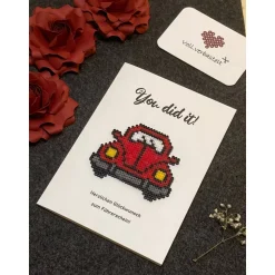 Karte Führerschein Bügelperlen Grußkarte Glückwunschkarte Auto Fahrzeug Klappkarte