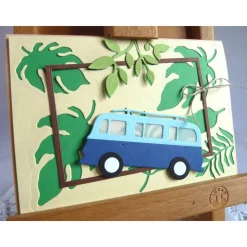 Karte, Glückwunschkarte, Grußkarte mit einem bekannten Bus aus früheren Zeiten