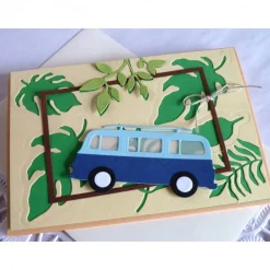 Karte, Glückwunschkarte, Grußkarte mit einem bekannten Bus aus früheren Zeiten