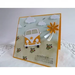 Karte, Glückwunschkarte zum Geburtstag, Grußkarte mit Oldtimer, Kultauto