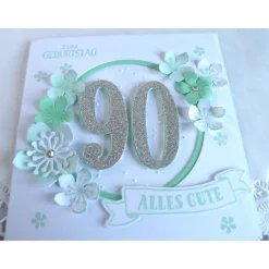 Karte, Glückwunschkarte zum Geburtstag, Grußkarte mit Jahreszahl