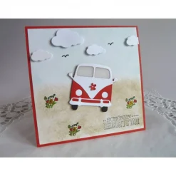 Karte, Glückwunschkarte zum Geburtstag, Grußkarte mit Oldtimer, Kultauto