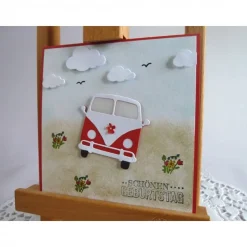 Karte, Glückwunschkarte zum Geburtstag, Grußkarte mit Oldtimer, Kultauto