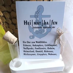 Karte Heimathafen einzeln od. mit Kartenhalter | Geschenk zum Einzug | Richtfest | Mitbringsel Einweihungsparty | Umzug