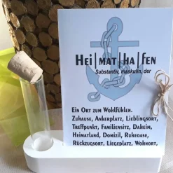 Karte Heimathafen einzeln od. mit Kartenhalter | Geschenk zum Einzug | Richtfest | Mitbringsel Einweihungsparty | Umzug