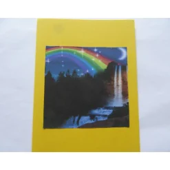 Karte mit Kunstdruck - Regenbogen mit Sternenhimmel