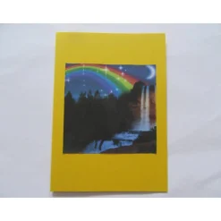 Karte mit Kunstdruck - Regenbogen mit Sternenhimmel