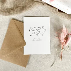 Karte NIKA Patentante mit Herz optional mit Briefumschlag