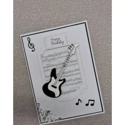 Karte zum Geburtstag, Glückwunschkarte mit Gitarre oder Saxophon, Notenblatt, personalisierbar