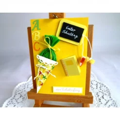 Karte zur Einschulung / Erster Schultag / Schulanfang / ABC Karte in gelb