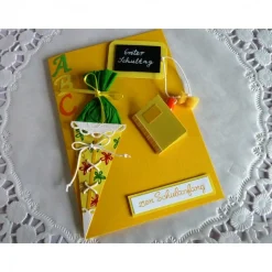 Karte zur Einschulung / Erster Schultag / Schulanfang / ABC Karte in gelb