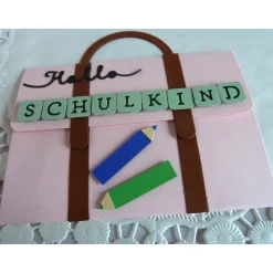 Karte zur Einschulung in rosa für ein Mädchen