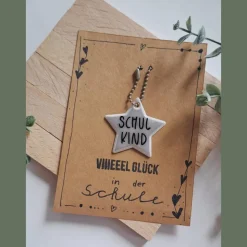 Karte zur Einschulung mit Reflektor für die Büchertasche