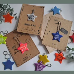 Karte zur Einschulung mit Reflektor für die Büchertasche