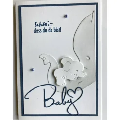 Karte zur Geburt, Babykarte, Glückwunschkarte, Baby ... Handmade Hochformat A6