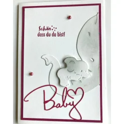 Karte zur Geburt, Babykarte, Glückwunschkarte, Baby ... Handmade Hochformat A6