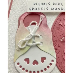 Karte zur Geburt, Babykarte, Glückwunschkarte, Baby ... Handmade Babyschuh Handarbeit