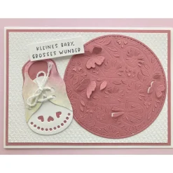 Karte zur Geburt, Babykarte, Glückwunschkarte, Baby ... Handmade Babyschuh Handarbeit