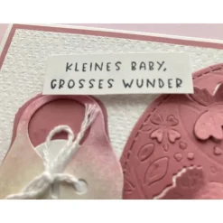 Karte zur Geburt, Babykarte, Glückwunschkarte, Baby ... Handmade Babyschuh Handarbeit