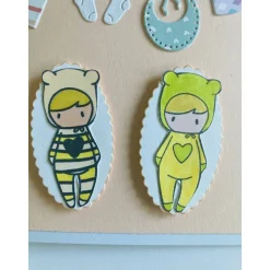 Karte zur Geburt, Zwillinge, Mädchen, Babykarte, Glückwunschkarte, Baby ... Handmade